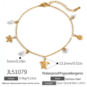 Bracelets De Cheville En Acier Inoxydable Couleur Or, Style Océanique, Pour Les Vacances h5 