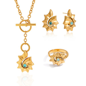 Ensembles De Colliers Pour Femmes En Acier Inoxydable Doré, Style Océanique, Étanches, Inspirés Des Vacances h5 Image6