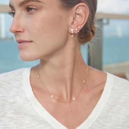 Ensembles de colliers pour femmes en acier inoxydable imperméable, couleur or, avec chaîne étoile simple et élégante et zircon. 2