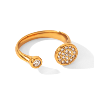 Bagues Pour Femmes En Acier Inoxydable Étanche Couleur Or Avec Zircon Et Lignes Circulaires Simples Pour Le Quotidien h5