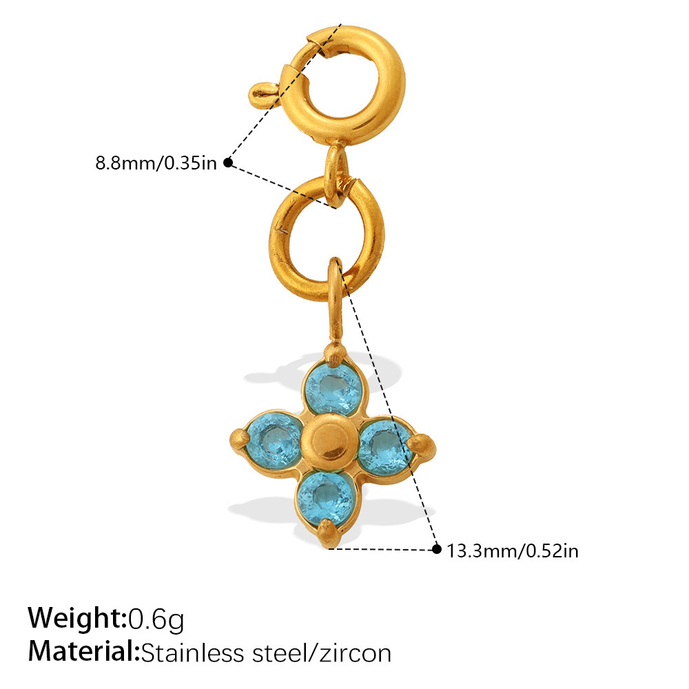 Pendentifs Luxuxy Diy En Forme De Goutte De Fleur, Rectangulaires, En Acier Inoxydable Étanche, Couleur Or, Avec Zircon Pour Femmes Image2