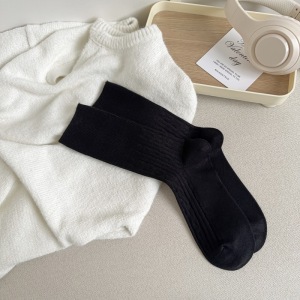 Chaussettes Mi-Mollet Basiques À Rebond Léger, Couleur Unie h5 