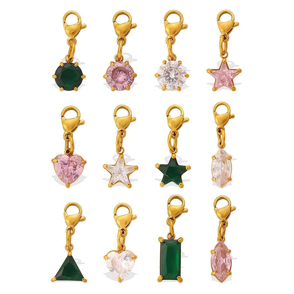 Pendentif Simple Pour Femme, En Acier Inoxydable, Couleur Or, Style Cercle, Triangle Ou Rectangle, Étanche, Avec Zircon. h5Image5