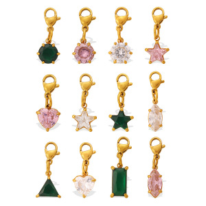 Pendentif Simple Pour Femme, En Acier Inoxydable, Couleur Or, Style Cercle, Triangle Ou Rectangle, Étanche, Avec Zircon. h5 Image5
