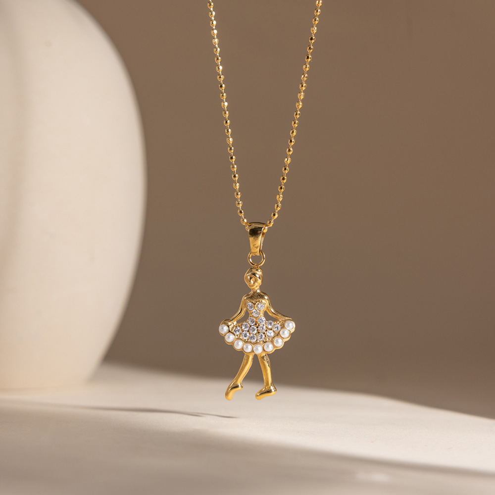 Colliers Pendentifs Pour Femmes En Acier Inoxydable, Étanches, Couleur Or, Ornés De Strass h5Image4