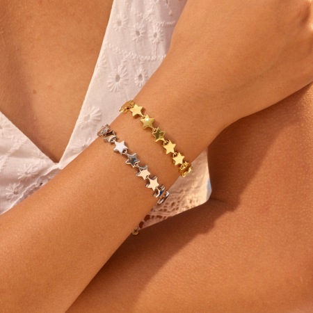 Bracelet chaîne pour femme Simple Series Daily Star en acier inoxydable, étanche, couleur or