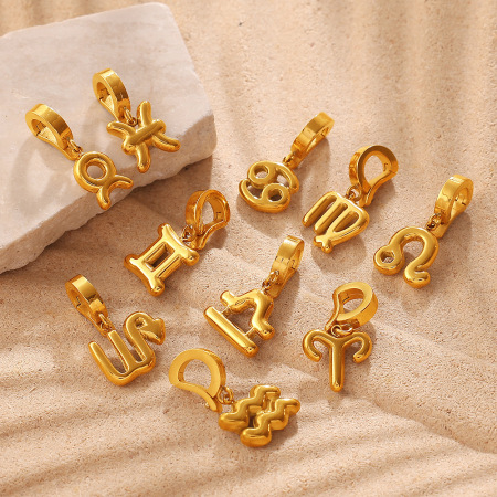 Pendentifs Pour Femmes, Simples Et Personnalisables, En Acier Inoxydable Étanche, Couleur Or, Avec Symboles Du Zodiaque.