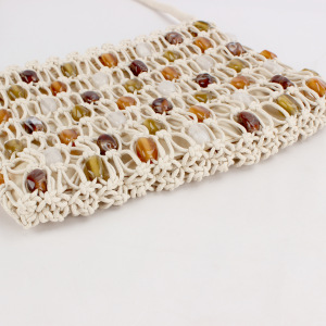 Sac À Main Pour Femme Style Décontracté, Orné De Pompons Tissés Et De Perles, En Corde Tressée. h5 Image3