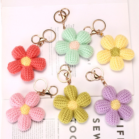 Porte-clés en coton tissé à motif floral doux, série Simple