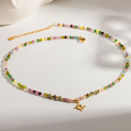 Colliers De Perles Ethniques Bohèmes En Acier Inoxydable, Imperméables, Couleur Or, En Verre, Pour Femmes 2