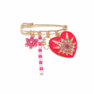 Broches En Alliage En Forme De Cœur Avec Fleurs Douces h5 Image3
