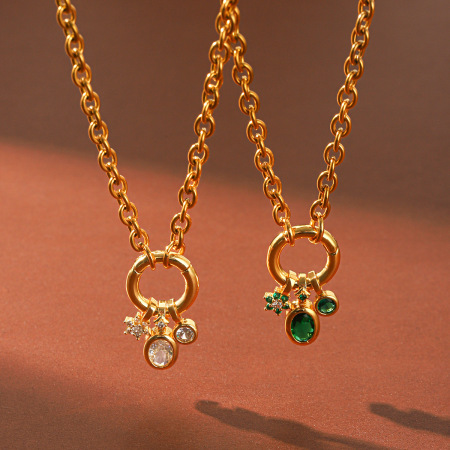 Colliers pendentifs pour femmes en acier inoxydable, étanches, couleur or, avec zircon et étoile simple en forme de cercle