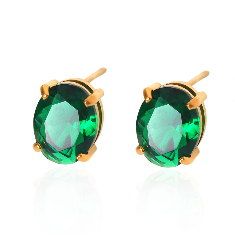Boucles D'Oreilles Puces Pour Femmes, En Acier Inoxydable Imperméable, Couleur Or, En Forme De Cœur Et D'Ellipse, Ornées De Zircon, Représentant Une Goutte D'Eau. Elles Sont Luxueuses Et Élégantes. Elles Sont Serties De Zircon.