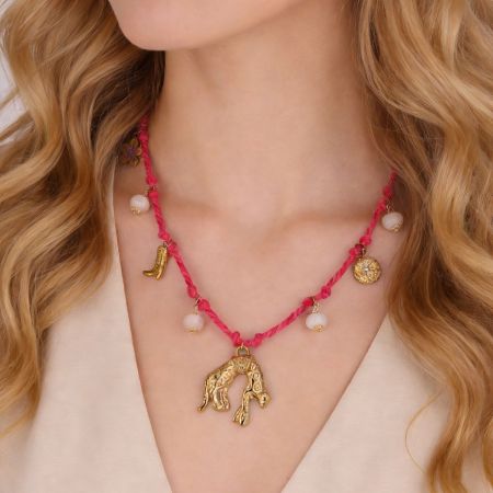 Colliers tressés rétro pour femmes, en acier inoxydable, étanches, couleur or, motif croix animale