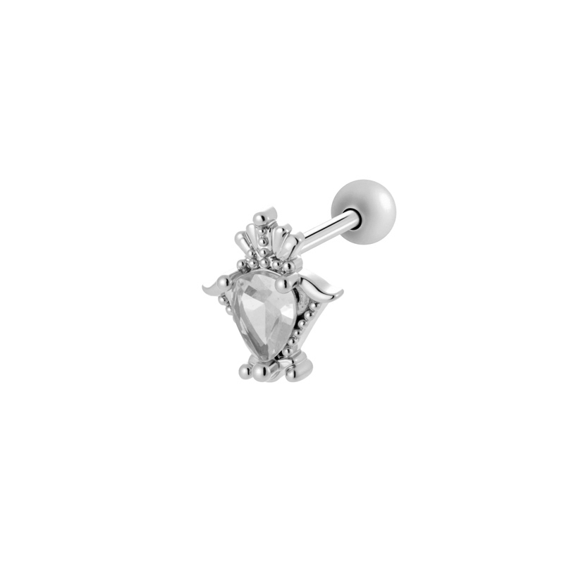 Boucles D'Oreilles Piercing Femme, Forme Simple Cœur, Croix, Étoile, Papillon, Lune, Couronne, Couleur Cuivre Doré Et Zircon. 