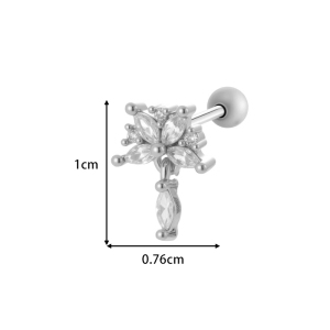 Boucles D'Oreilles Piercing Femme, Motif Fleur Simple, Étoile, Triangle, Serpent, Couleur Cuivre Doré Et Zircon. h5 Image2