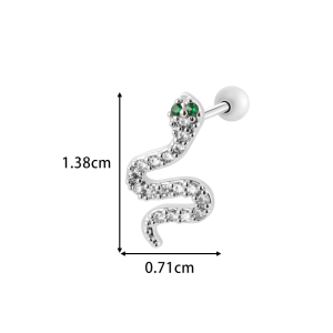 Boucles D'Oreilles Piercing Femme, Motif Serpent Simple, Couleur Cuivre Doré Et Zircon. h5 Image2
