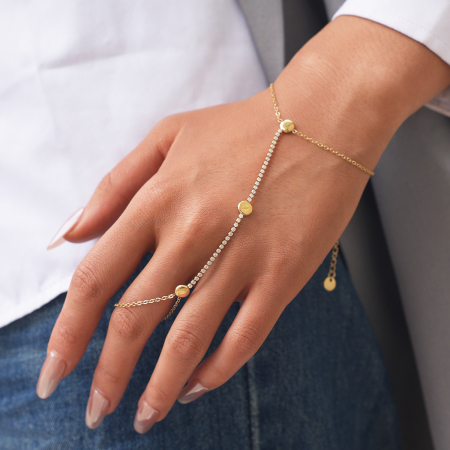 Bracelet de main Simple Series Daily Circle pour femme, en acier inoxydable étanche, couleur or