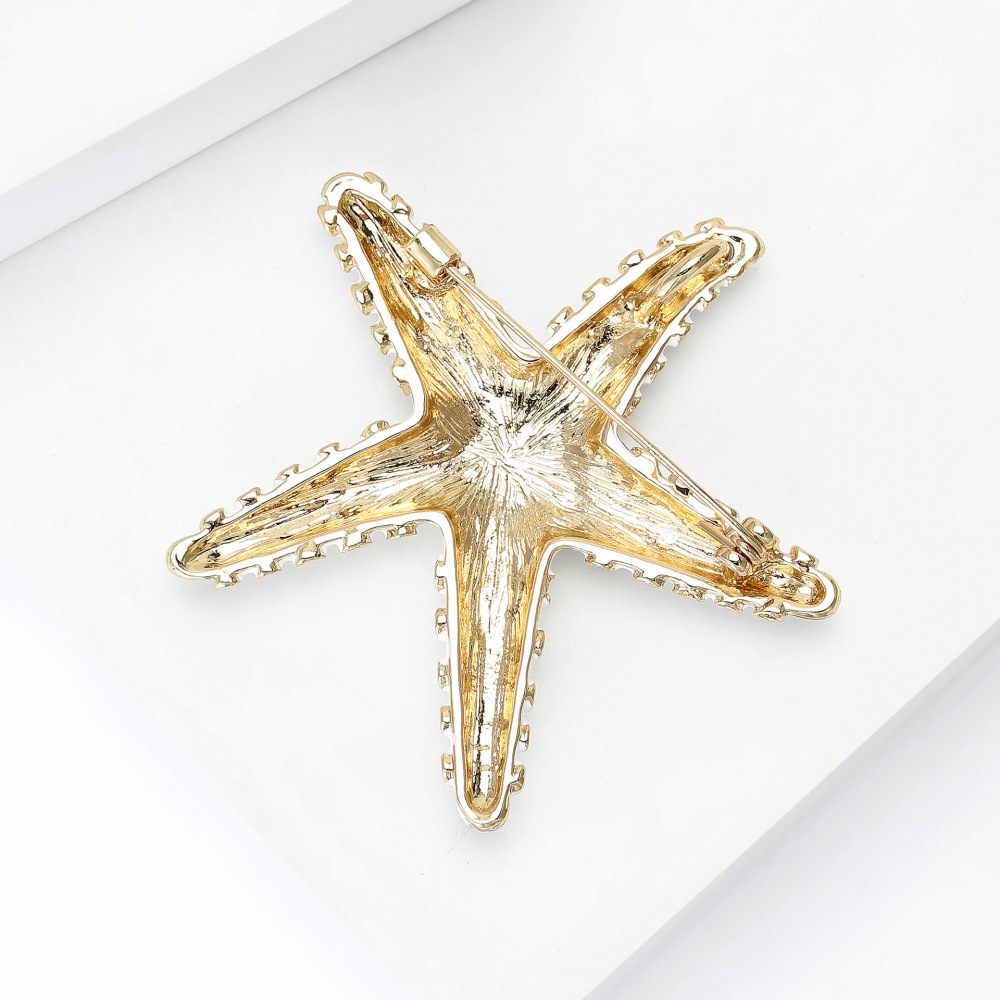 Broches En Strass En Forme D'Étoile De Mer, Style Rétro Océanique, Collection Luxueuse h5Image3