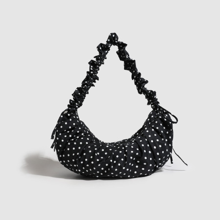 Sac à oreiller pour femme en polyester à pois unis froncés, style années 2000 2