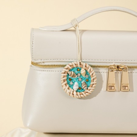 Collection luxueuse de bijoux de sac pour femme, style vacances océanique, perles, fil tressé, rotin et strass 2