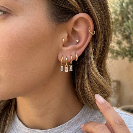 Boucles d'oreilles pendantes pour femme, luxueuses, en forme de goutte géométrique, en acier inoxydable étanche, couleur or, ornées de zircon. 2