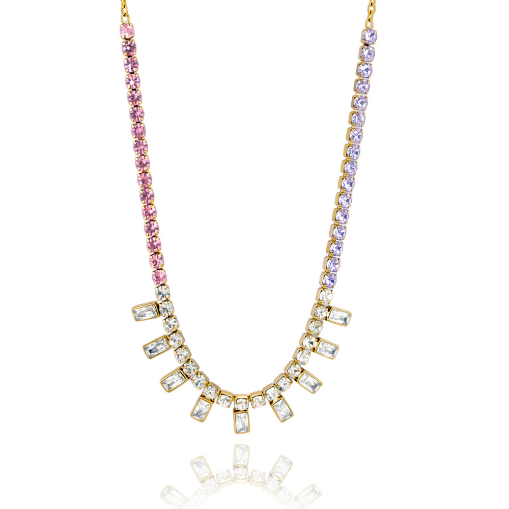 Colliers Pendentifs Pour Femmes, Luxueux, Rectangulaires, En Acier Inoxydable, Étanches, Couleur Or, Avec Zircon. h5Image5