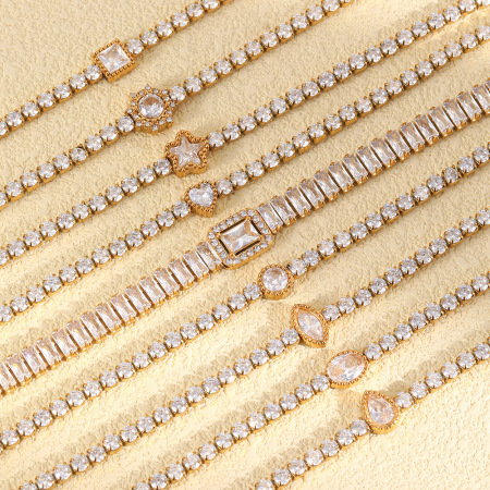 Bracelet chaîne pour femme en acier inoxydable doré, imperméable, en forme de cœur, orné de zircon et de zircon.
