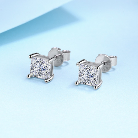 Boucles d'oreilles pour femmes en moissanite S925 de forme géométrique, collection Luxueuse