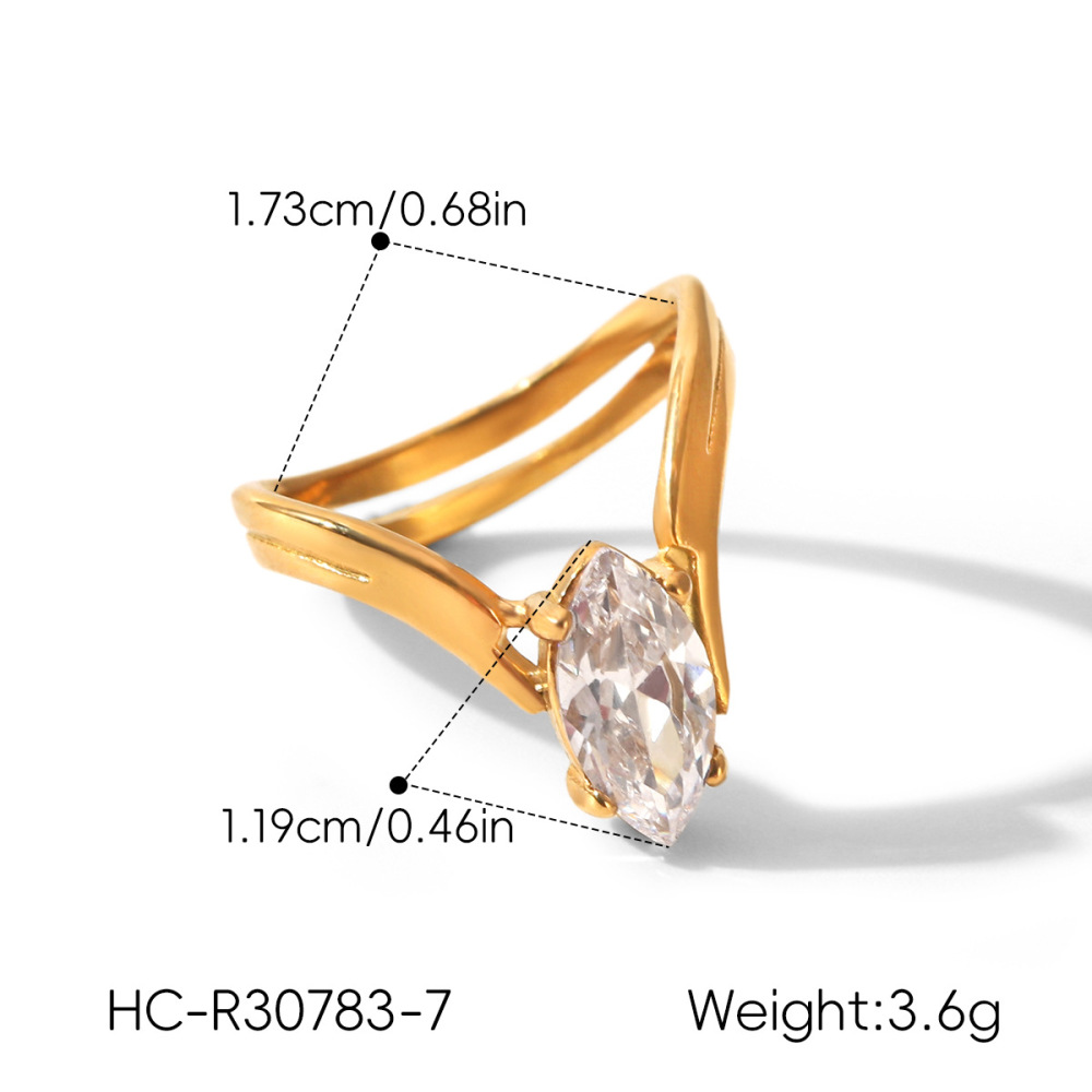 Bagues Pour Femmes En Acier Inoxydable, Forme Simple Et Irrégulière, Couleur Or, Étanches, Avec Zircon. Image2