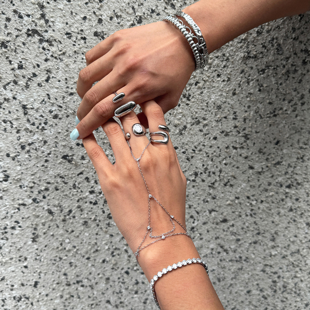 Bracelets Pour Femmes En Acier Inoxydable Étanches, De Forme Simple Et Irrégulière h5Image3