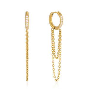 Boucles D'Oreilles Pendantes Pour Femmes, En Acier Inoxydable Imperméable Avec Strass Et Pompon h5 Image5