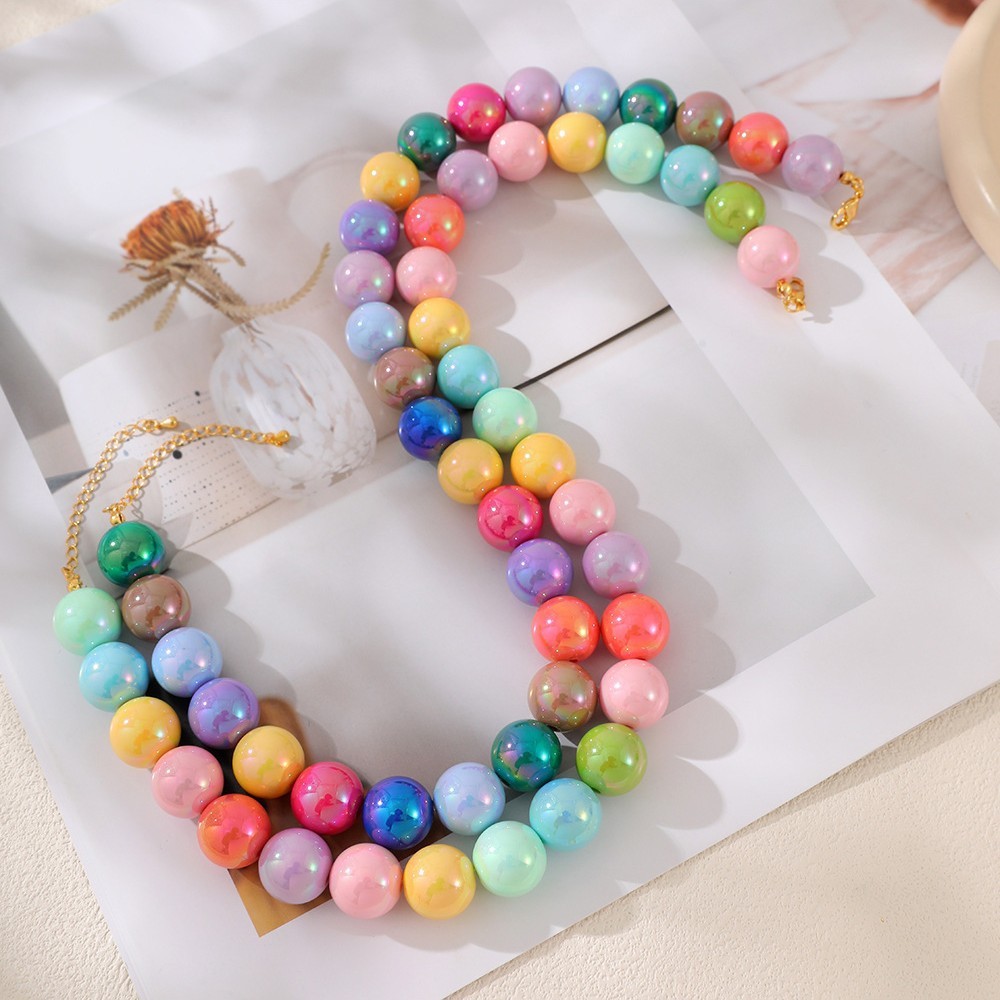 Colliers De Perles Pour Femmes En Résine De Couleurs Assorties, Collection Romantique Sweet Beads Image2