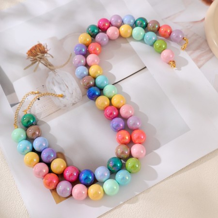 Colliers de perles pour femmes en résine de couleurs assorties, collection romantique Sweet Beads 2