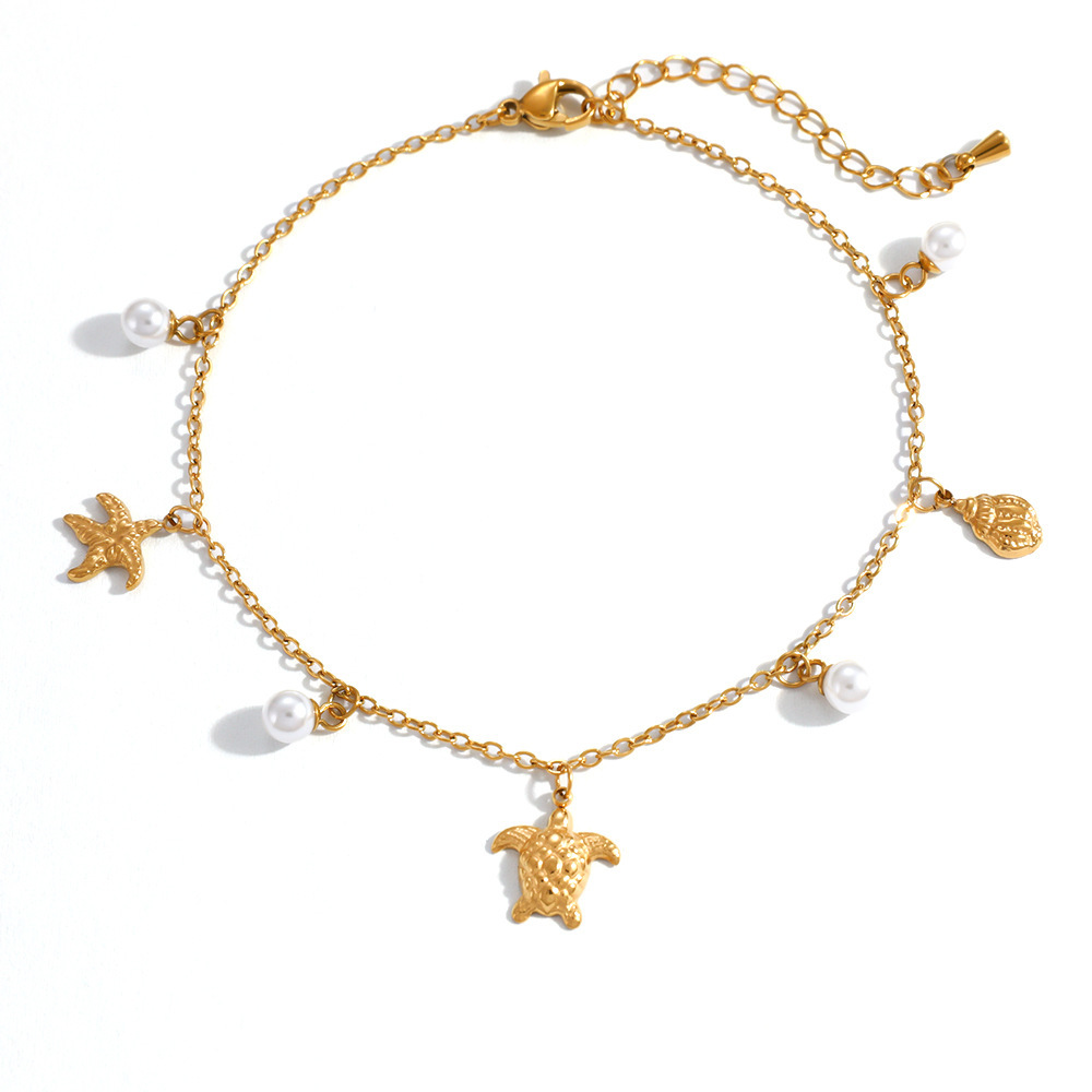 Bracelets De Cheville En Acier Inoxydable Couleur Or, Style Océanique, Pour Les Vacances Image5