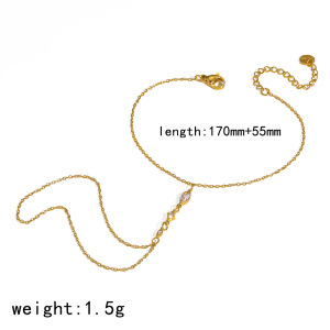 Chaîne De Poignet Pour Femme En Acier Inoxydable Doré, Imperméable, De Forme Géométrique Simple Et Ornée De Strass h5
