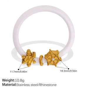 Chouchous Pour Femme En Acier Inoxydable Doré Orné De Strass, Forme Irrégulière Et Motif Floral Simple h5
