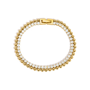 Bracelets À Perles Pour Femmes En Acier Inoxydable, Étanches, Couleur Or Et Zircon. h5 Image6
