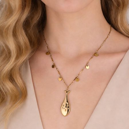 Colliers pendentifs pour femmes, collection Simple, élégants, en acier inoxydable, étanches, motif poisson et chaîne.