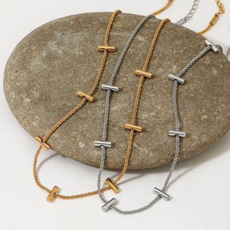 Colliers à maillons pour femmes, en acier inoxydable, couleur or, forme géométrique simple