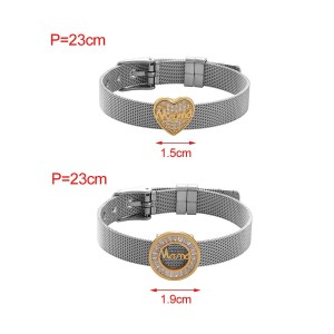 Bracelet Chaîne Femme Simple Series Retro Avec Lettre Cœur Et Cercle En Acier Titane Couleur Or Et Zircon h5 Image4