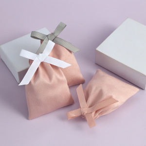 Pochettes À Bijoux En Tissu Uni À Nœud Papillon Quotidien De La Série Simple h5 Image2