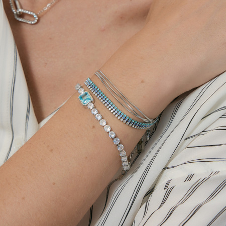 Bracelet chaîne simple en acier inoxydable étanche avec zircon pour femme