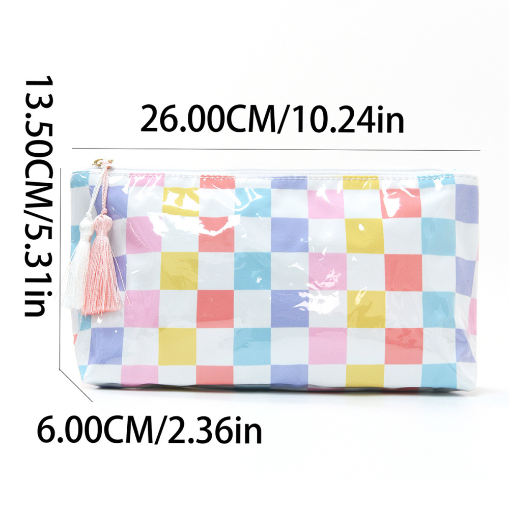 Trousses À Maquillage Pour Femmes En Pvc À Rayures Décontractées Et De Couleurs Assorties h5Image4