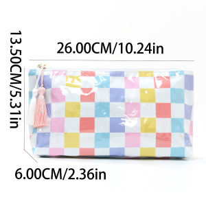 Trousses À Maquillage Pour Femmes En Pvc À Rayures Décontractées Et De Couleurs Assorties h5 Image4