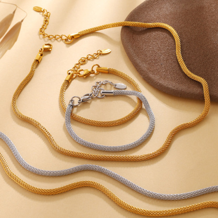 Ensembles de bijoux unisexes Daily Chain en acier inoxydable étanche couleur or