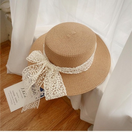Chapeaux de paille en raphia pour femmes, élégants, avec nœud papillon, collection Simple Series