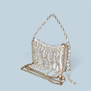 Sac Carré Pour Femme En Acrylique Orné De Perles Et D'Une Chaînette, Style Soirée h5 Image3