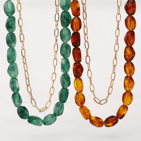 Colliers de perles romantiques pour femmes, en résine acrylique et perles multicolores. 2