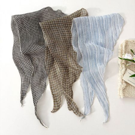 Écharpes d'été décontractées en lin à carreaux pour femmes de la collection Simple Series 2